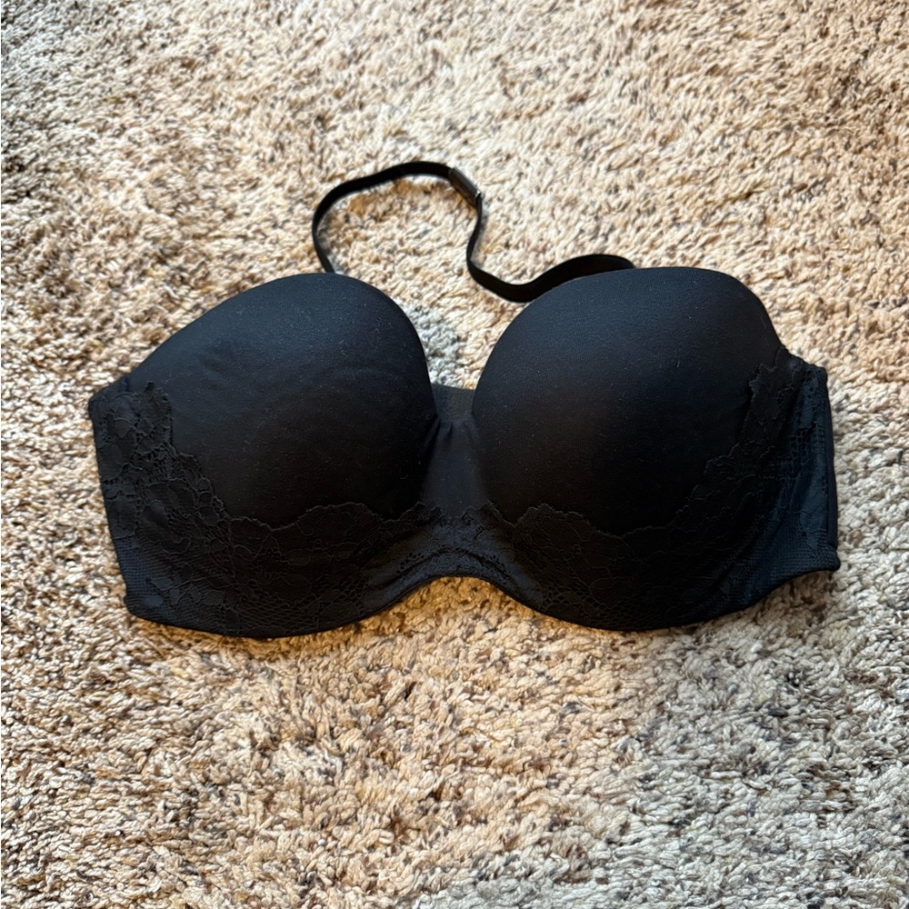 Victoria's Secret Black Lace Strapless Bra